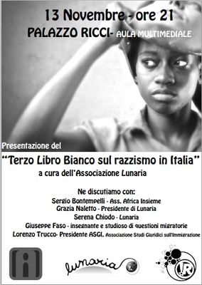 locandina presentazione 3 libro bianco sul razzismo - Pisa